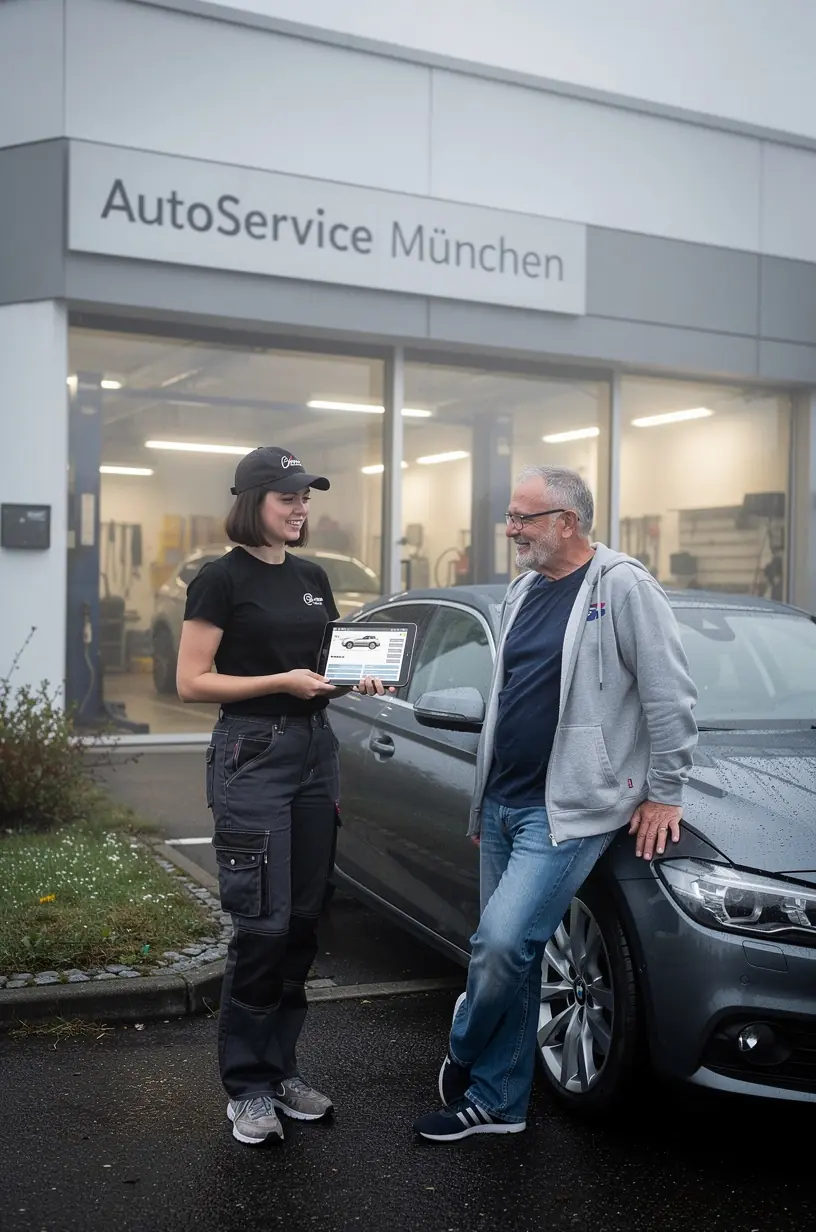Fahrzeugheber hebt Auto für Sichtprüfung, verdeutlicht gründliche Diagnose und Servicequalität.